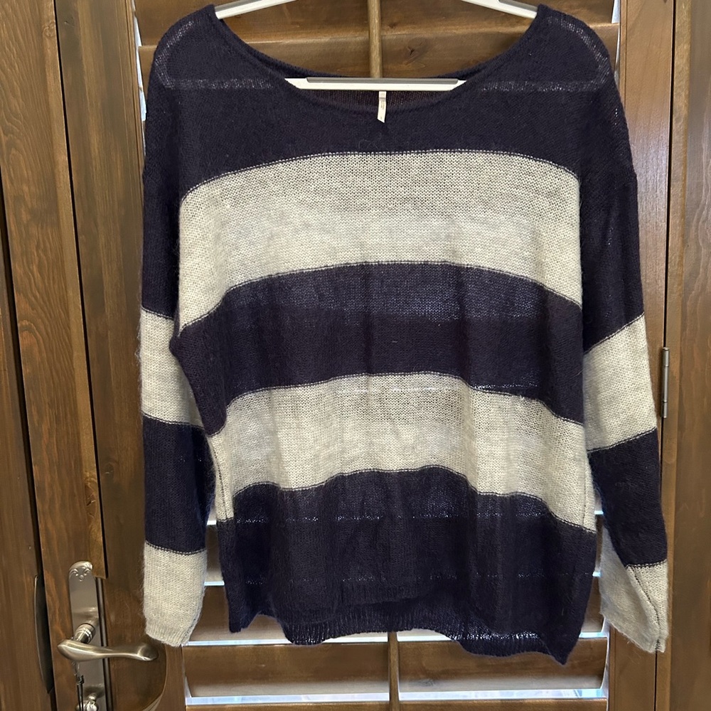 Free People navy and gray pullover…oversized size S with dropped shoulders.